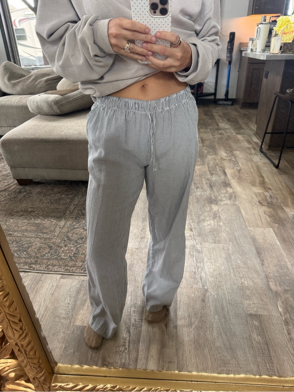 PacSun Women’s Light Gray Pinstripe Drawstring Lounge Pants